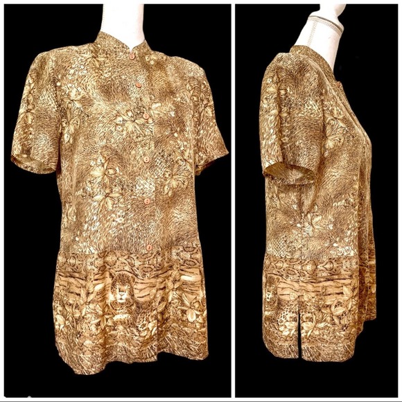 Vintage 90’s Silk Leopard Python Jungle Print Blouse Small - Picture 3 of 11